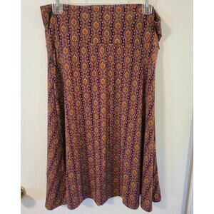 Lularoe Large Azure Skirt Sunflowers and Funky Pattern